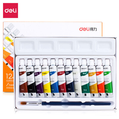 

Deli deli 12 color 5ml student art special entry level gouache painting paint gouache pigment 73862