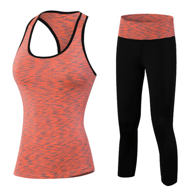 

Hot Logo Custom Running Set Vest Pants Sport Suit For Women