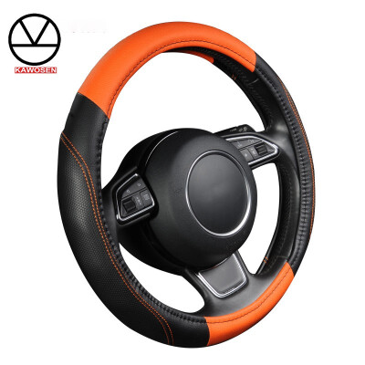 

KAWOSEN Car Steering Wheel Cover Universal New Sports Style Anti-SLIP Orange Color Pu Leather Steering Wheel Cover Car Styling