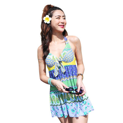 

Qiaohai (QIHAI) 6169-5 Miss Siamese skirt-style small chest gather steel care conservative thin cover belly large size swimsuit Korean sexy M code