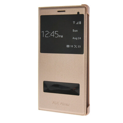 

MOONCASE Slim Leather Side Flip Bracket Window Case Cover for Huawei Ascend P8 Max Gold