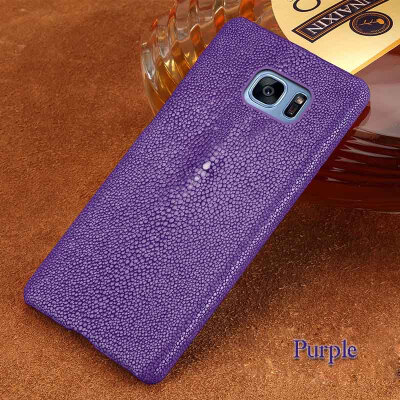 

Genuine Leather Phone Case For Samsung S7 Case Natural Pearl Fish Skin Back Cover For S8 S8 Plus Case