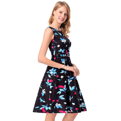 

Vintage Summer Women Dresses With Floral Print Party Sleeveless O-neck Elegant&Sexy Boho Dress For Female Plus Size