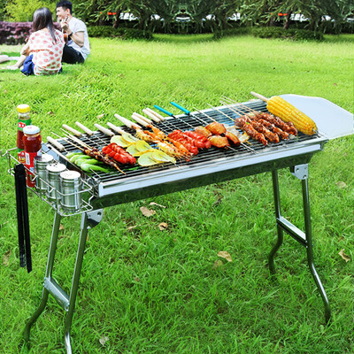 

HANASS BBQ Stove Stainless Steel Charcoal Grill Outdoor Folding Grill Household Portable Oven Large Carbon Oven 5-7 People SKL-02