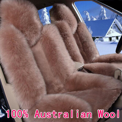 

KAWOSEN 1 pair 100 Australian Pure Natural Wool Seat Cover for Front Seat12 Colors Winter Car Cushion Front Vehicle Cover