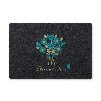 

FOOJO modern fasionable entering door mat floor mat bathroom skid-proof door mat 5080cm Black back blue flower