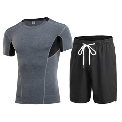 

Quickly Dry2 Pcs Sports Suit For Men Compression Fitness Tights TracksuitT-Shirt