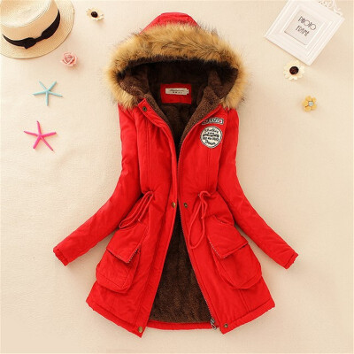 

Winter Coat Women 2018 New Parka Casual Outwear Solid Hooded Thickening Cotton Coat Winter Jacket Fur Coat Women Clothes