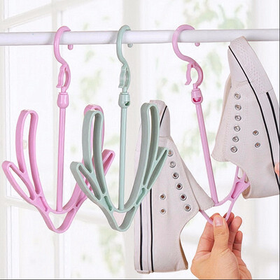 

3pcs 2 Hooks Plastic Shoes Drying Rack PinkGreenBlue Shoes Hanging Storage Shelf Drying Rack Shoe Rack Stand Hanger Organizer