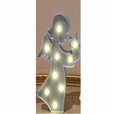 

LED Angel Plastic Night Light 3D Marquee Desk Table Lamp Letter Lights Kids Room Decoration PinkWhiteBlue Lamp