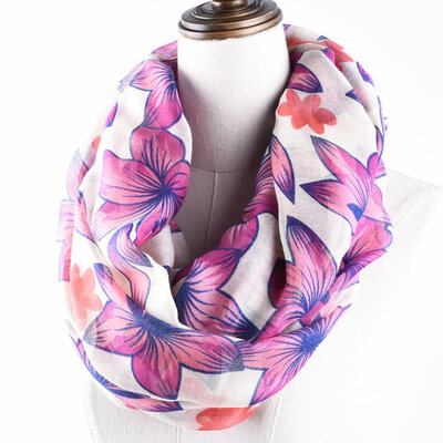 

Guttavalli Nice Women Soft Flowers Ring Shawl Summer Chevron Printing Loop Scarf Viscose Stripes Geometric Infinity Skinny Wraps
