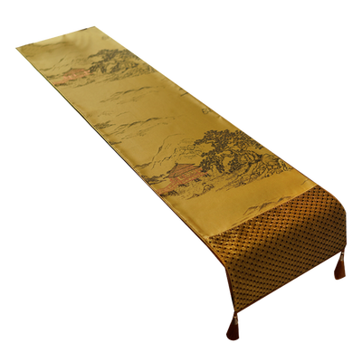 

New Golden Courtyard Luxury Table cloth Brocade Fashion Wedding Table Runner Traditional Embroidery Home Hotel Villa Decoration