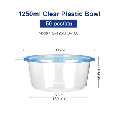 

OTOR Salad Bowl with Lid Take Away Clear Plastic Food Container Lunch Box for Fast Food Bento Microwaveable 120mm180mm 50pcs