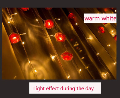 

24M Romantic Fairy Rose Led Curtain String Light Warm white EU220V Xmas Garland Light For Wedding Party Holiday Decoration