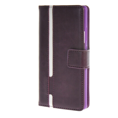 

MOONCASE Senior Leather Flip Wallet Card Slot Bracket Back чехол для Cover Huawei Ascend P8 фиолетовый