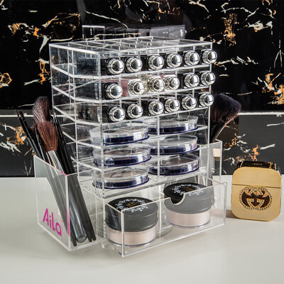 

Aila High Capacity Acrylic 360 Degree Rotatable Lipstick Organizer Cosmetic Makeup Organizer Jewelry Display Stand Rack