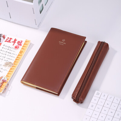 

Deli deli 48K leather retro travel hand account notebook creative pencil case hand-painted schedule book book brown SZ600