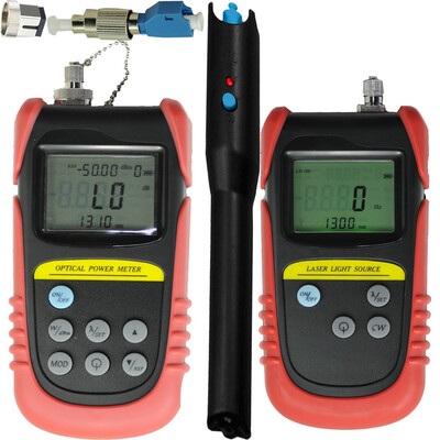 

-50dB to 26dB Optical Power Meter 8500nm1300nm Optical laser light source 10mw fiber visual fault locator FC to LC adapter
