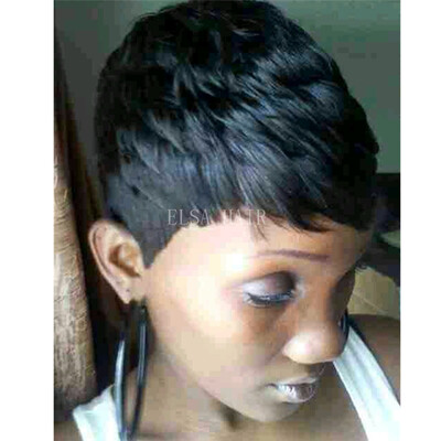 

Short Human Hair Straight Wigs For Black Women Brazilian Pixie Human Hair Lace wigs Full Lace Hair Wigs with Bangs