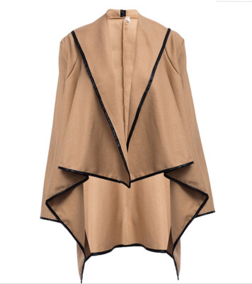 

Autumn Winter Trench Coat Women Irregular Collar Lapel Side Zipper Woolen Coat Women Loose Sweater Outwear Plus Size S-4XL