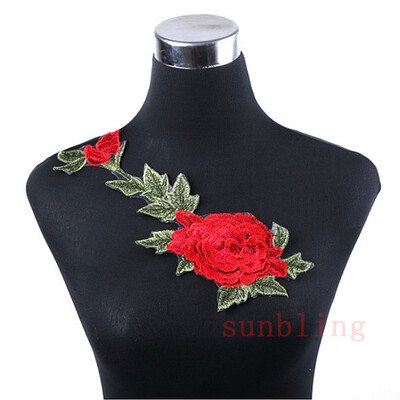

1pcslot Brand Patches Flowers Embroidered Patch Iron On Red Rose Fabric Repair Sew Badges Clothes Appliques DIY Wedding Sticker
