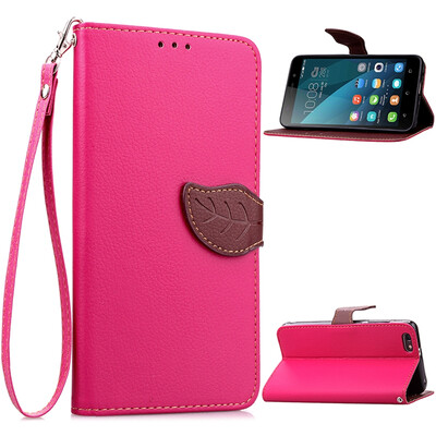 

MOONCASE [Leaves Magnetic] Wrist Strap Flip PU Leather Wallet Card Pouch Bracket Stand Back Case Cover for Huawei Honor 4X