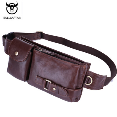 

BULLCAPTAIN Leather Waist Packs Fanny Pack Belt Bag Phone leather Pouch Bags Travel Waist Pack Male Functional Waist Bag