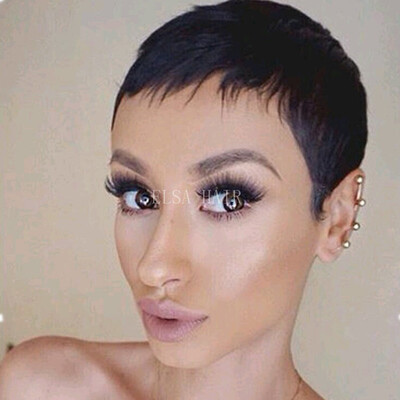 

Short Black Pixie Cut Wigs Human Black Hair Short Bob Women Full Lace Wig Lace Front Wig Short  Lace Wig For Women