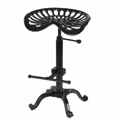 

Industrial Style Cast Iron Tractor Seat Bar Stool Adjustable Height Swivel Metal Barstool Chair W Footrest