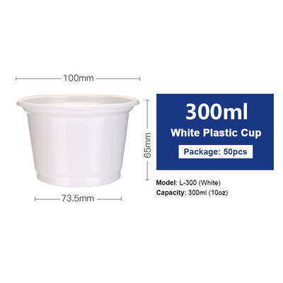

OTOR Ice Cream Bowl Disposable Plastic Cup with Lid Take Away Food Container for Dessert Fast food Bento Soup 300250ml 50pcs