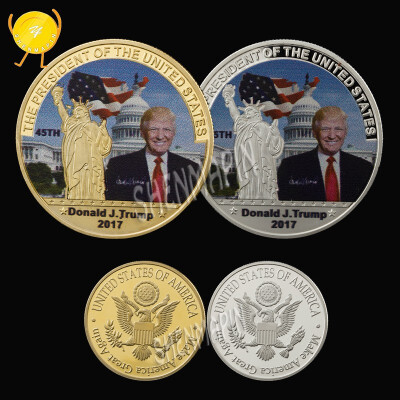 

GoldSilver plated Coin American 45th President Donald Trump Coin US White House The Statue of Liberty Metal Coin Collection