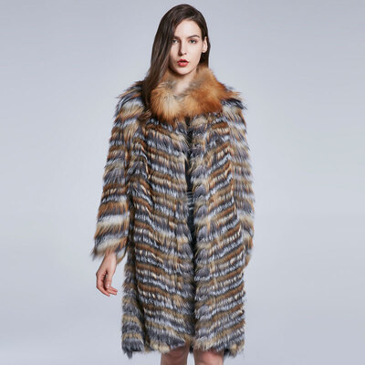 

Womens Winter Warm Coat Fox Hair Collar Real Fur Coat Furry Fox Hair Women Clothes Round Collar Warm Fashion 2018 New Discount