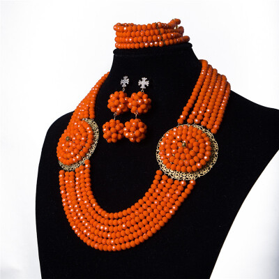 

New Style Yellow 6 Row Bridal Crystal Beads Necklace Bracelet Earring Set Nigerian Women African Wedding Beads Jewelry Set