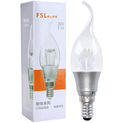 

Foshan lighting FSL LED wax tail bubble crystal bulb E14 small screw warm white 3000K 3W pull tail bubble beads silver