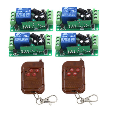 

MITI Free shipping 12V 4CH Remote Control Switch 2X RF Wireless Transmitter+4X Receiver 315/433MHz