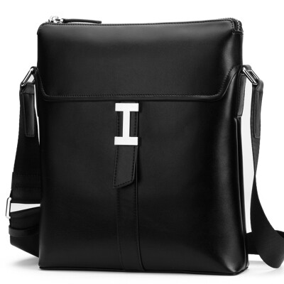

AIM Men's Shoulder Bag Fashion Business Korean Leather Messenger Bag Shoulder Bag G301 Black