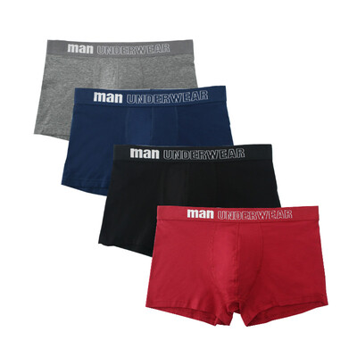 

4Pcs Lot Men Underwear Boxers Cotton Print Black White Gray Men Boxer Underwear Sexy Comfort Men Shorts Panties