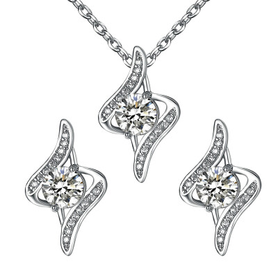 

Yoursfs CZ Jewelry Set Forever Love Knot Solitaire Necklace Stud Earrings Wedding Jewelry