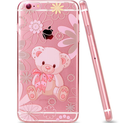 

Send AIDS apple iPhone6s Plus 6PLUS phone shell painted cartoon anti-fall shell rhinestone bear 55 inches