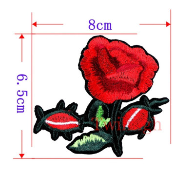 

1 Pcs Top Patches Red Rose Flowers Patch 3D Sticker Embroidery Motif Sequined Applique Badge Children Women DIY Clothing Patch