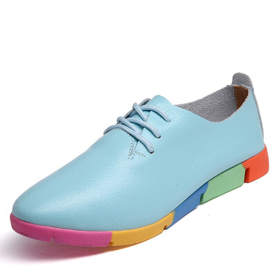 

2018 new breathable genuine leather flats shoes woman sneakers tenis feminino nurse peas flats shoes plus size women shoes