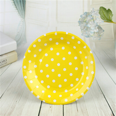

FANLUS 7inch colorful dots wave point disposable paper plates party tray Valentine Birthday Wedding Tableware cake barbecue