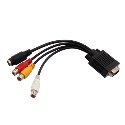 

Black Unique TV AV Converter Cable Adapter Good Quality VGA +3 RCA +S Terminal