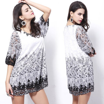 

Fashion Womens Short Sleeve Summer Lace Sexy Novelty Women Dress Print Lady Dress