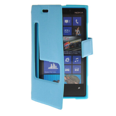 

MOONCASE View Window Leather Side Flip Pouch Stand Shell Back ЧЕХОЛ ДЛЯ Nokia Lumia 920 Blue