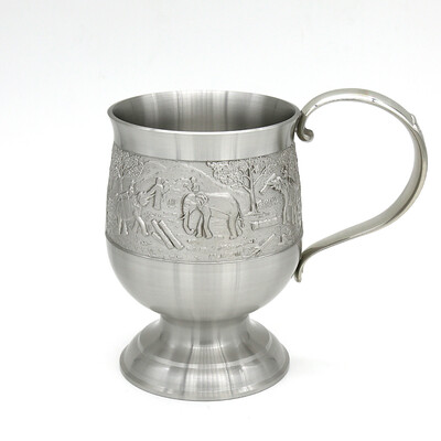 

Oriental Pewter - Liquor Cup with Hand Pewter Pure Tin 97 Lead-Free CC2 Hand Carved Beautiful Embossed Handmade in Thailand