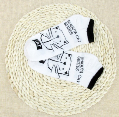 

CAT Warm comfortable cotton bamboo fiber girl womens socks ankle low female invisible color girl boy hosier 1pair2pcs