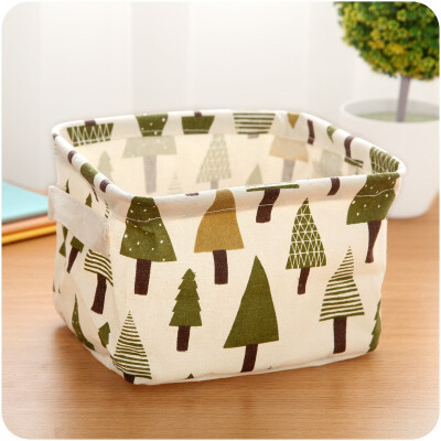 

YINNO Cute Animal Printing Cotton Linen Office Desktop Storage Organizer Sundries Storage Box Cabinet Underwear Storage Basket