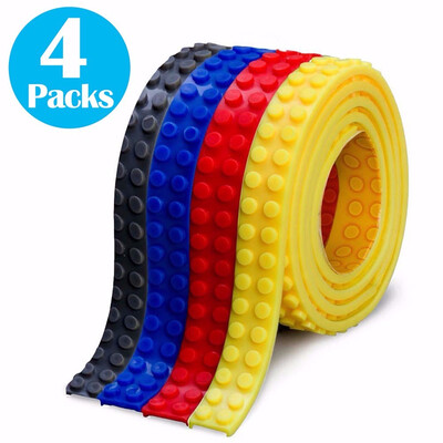 

Block Tapes for Toys Building Block Tape Non-Toxic Food Grade Silicone Toys for Kids Adults Reusable Multi Colour 2 Studs-4 Packs