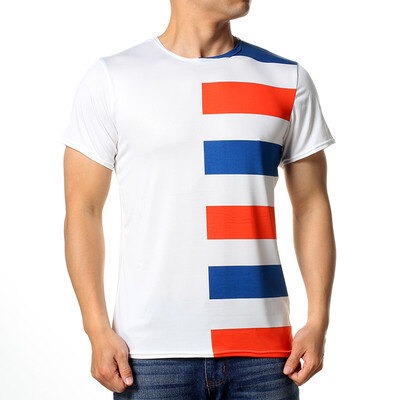 

Fashion Mens O-neck Tops Stripe printing Pullover T-Shirts